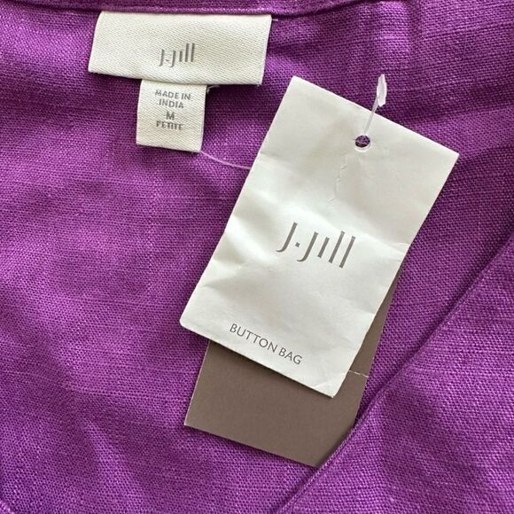 J.Jill Purple Linen Blend Button Front Midi Dress Petite Medium NWT - Picture 6 of 7